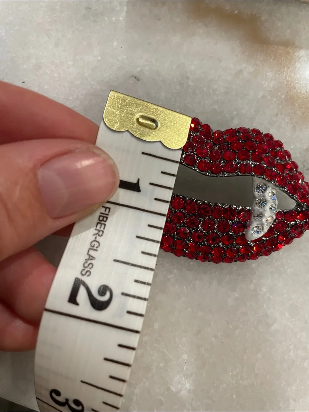 Kirks Folly Red Crystal Vampire Lip Brooch